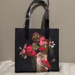 Ted Baker London Black Tote with Pink Floral Design